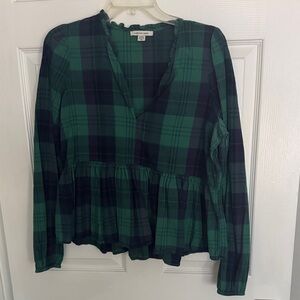 Madewell Green Plaid Blouse
